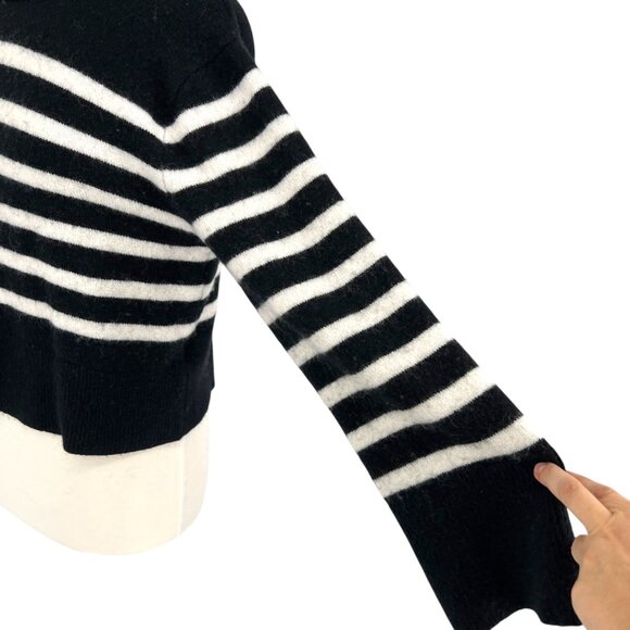 J.Crew Striped Supersoft Sweater Textured Black White Size XS - Picture 3 of 14